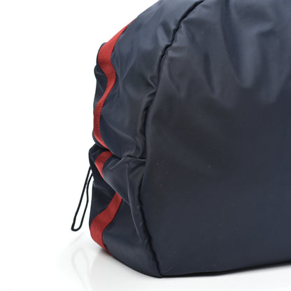 Balenciaga Textured Sport Nylon Logo Embroidered M Wheel Gym Bag Bleu Navy Rouge 7 of 8