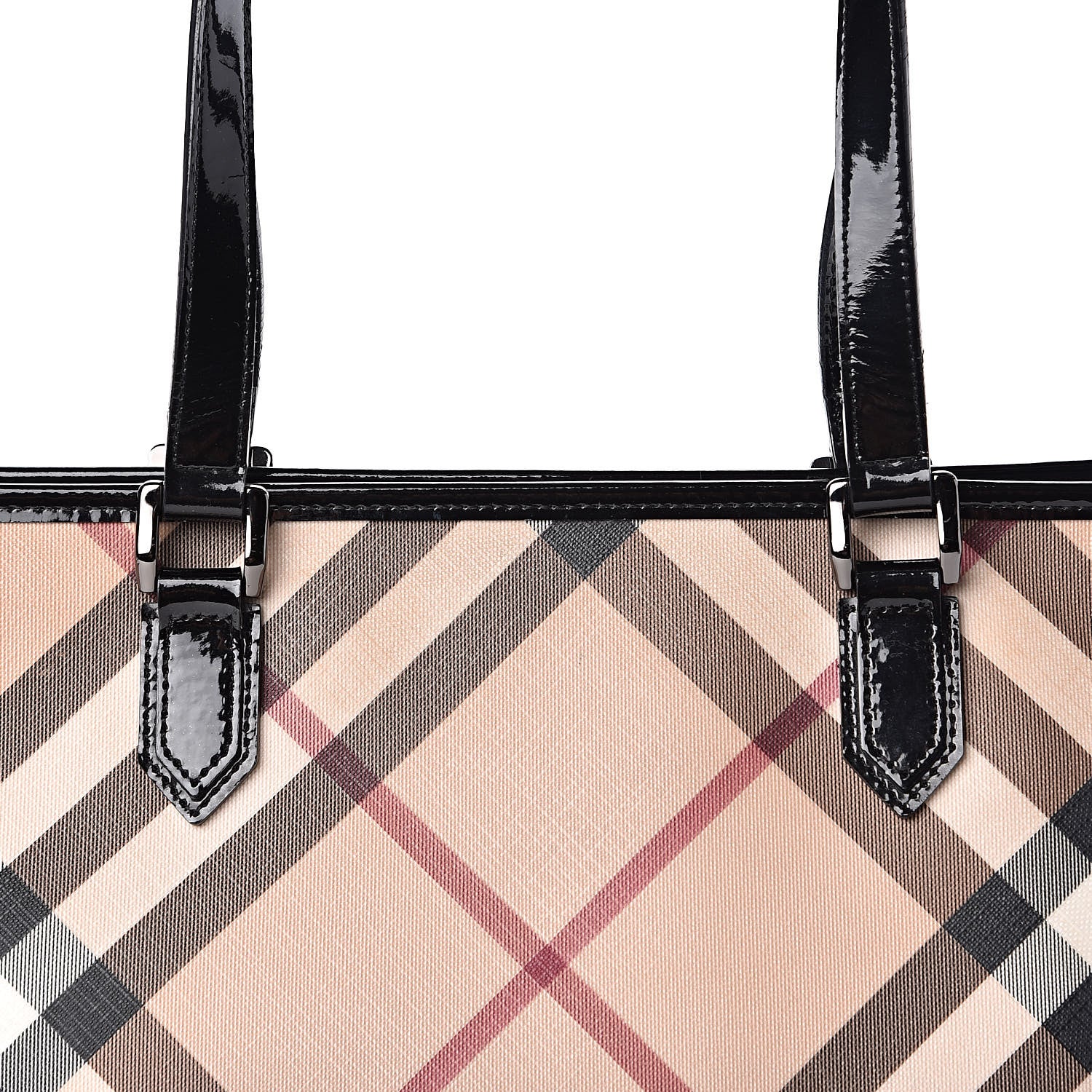 Burberry Patent Trim Nova Check Shopper Tote Black 13 of 14