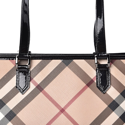 Burberry Patent Trim Nova Check Shopper Tote Black 13 of 14