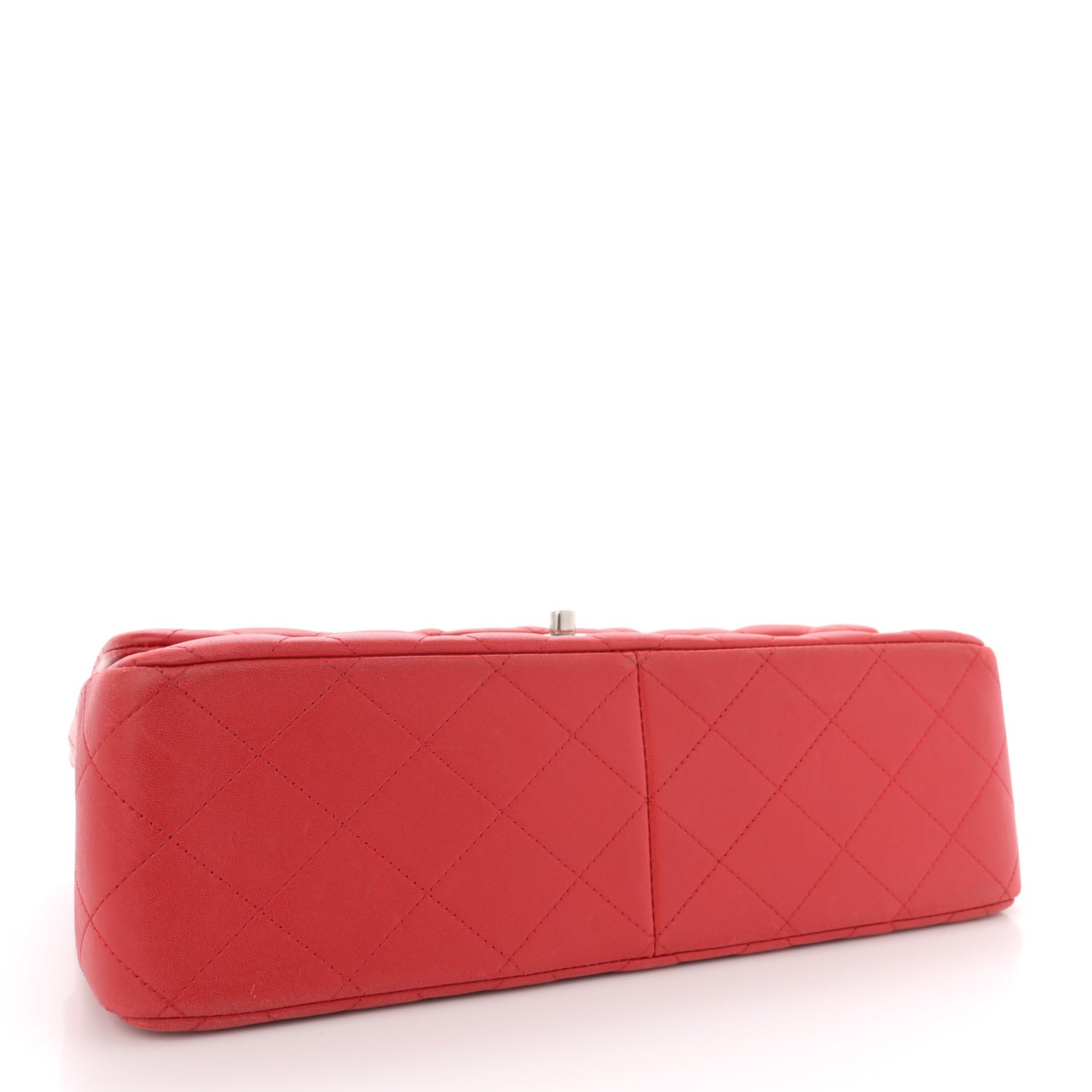 Lambskin Quilted Jumbo Double Flap Red