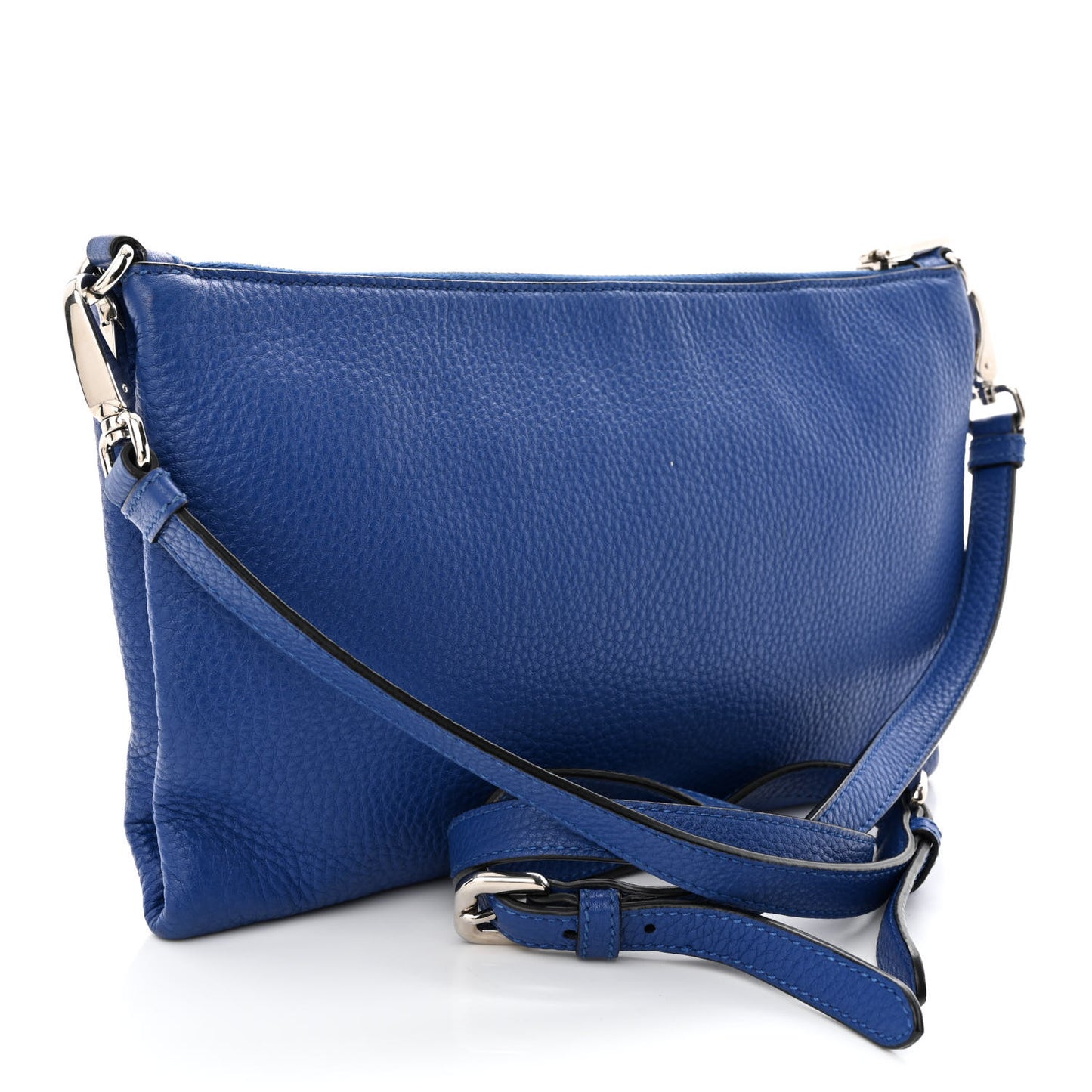 Vitello Daino Zippered Shoulder Bag Royal