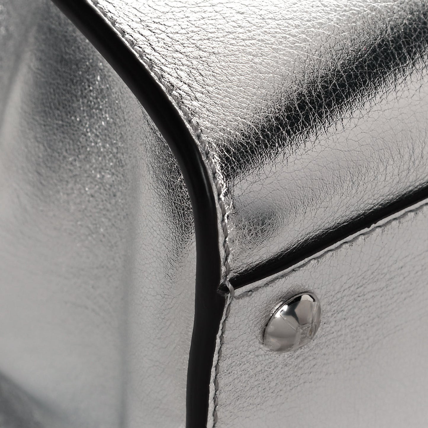 Vitello Catalan Mirror Medium Peekaboo Iconic Satchel Argento