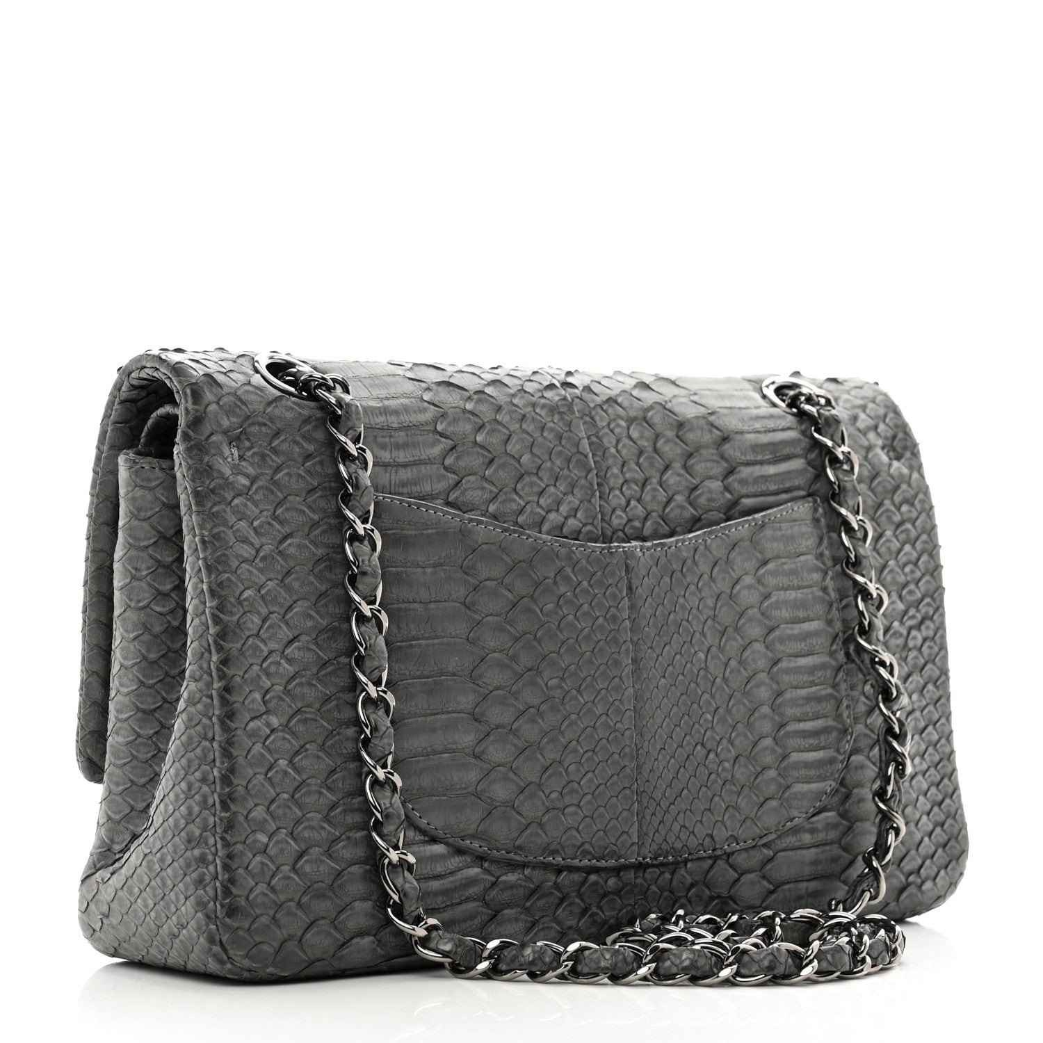Chanel Snakeskin Medium Double Flap Grey 3 of 10