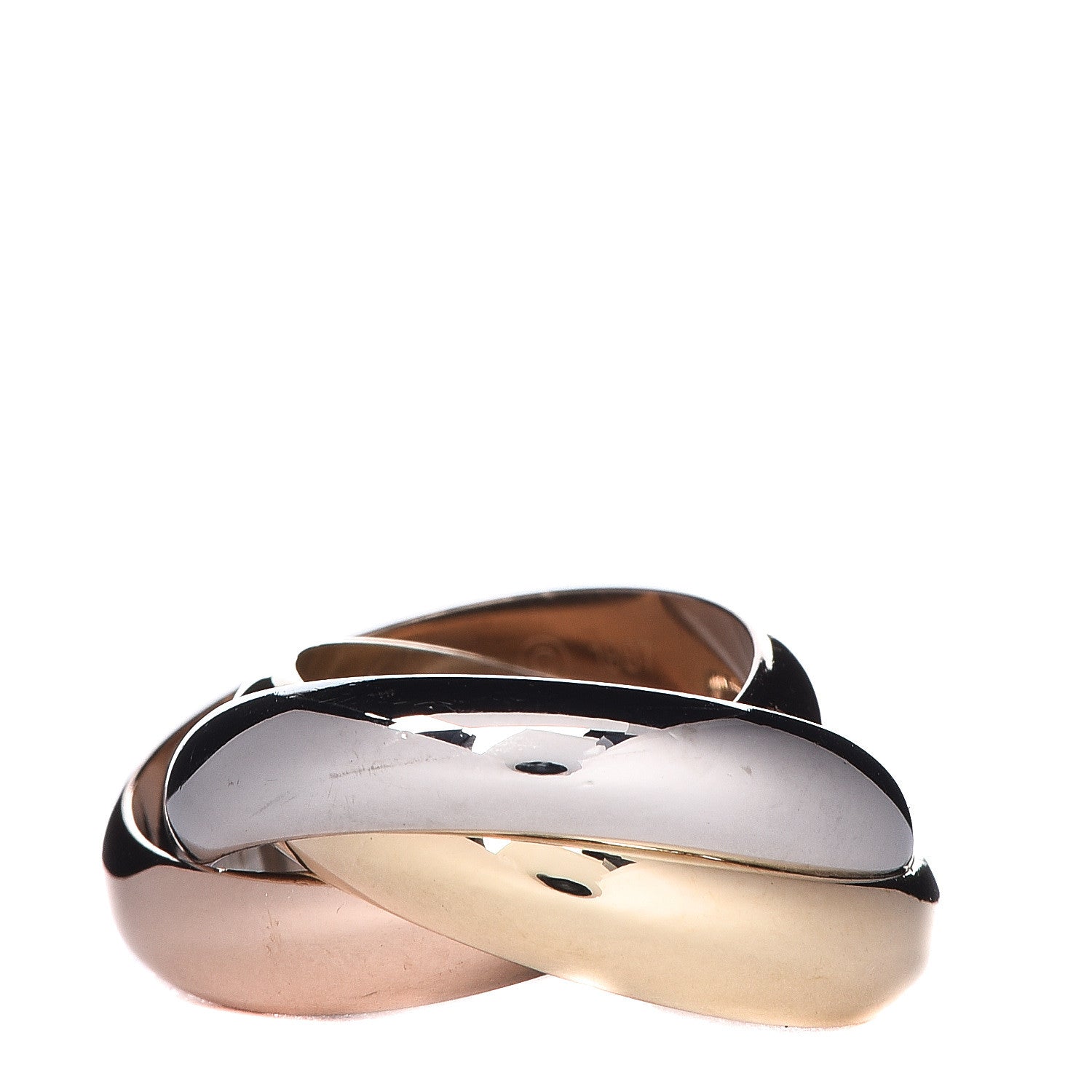 Cartier 18K Pink Yellow White Gold Large Trinity Ring 50 5.25 3 of 5