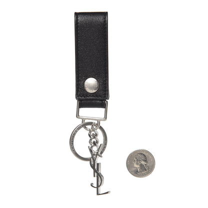 Saint Laurent Calfskin Monogram Key Ring Black 2 of 3