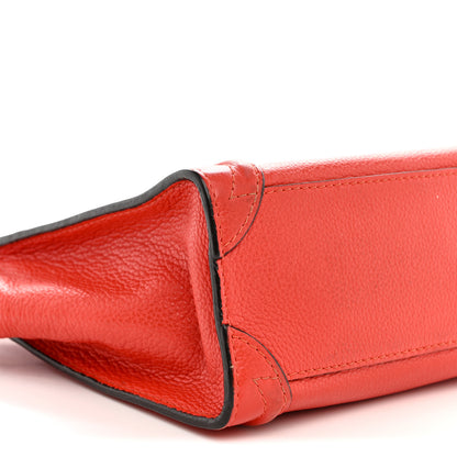 Celine Drummed Calfskin Nano Luggage Vermillion 9 of 13