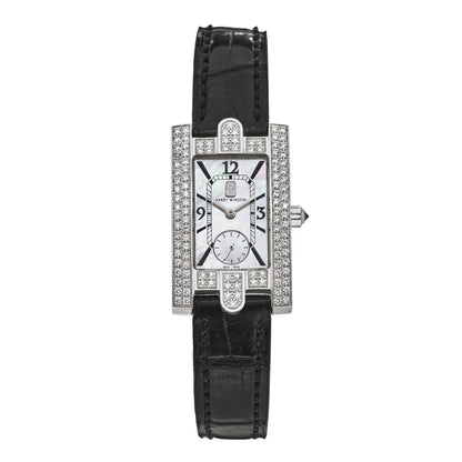 Harry Winston 18K White Gold Alligator Diamond Mother of Pearl 21mm Avenue Quartz Watch 1 of 4
