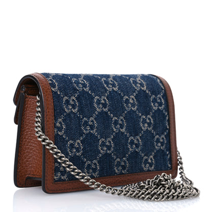 Gucci New Denim GG Monogram Dollar Calfskin Enamel Super Mini Dionysus Shoulder Bag Blue Tea Cuir Epilog Electric Blue 2 of 9