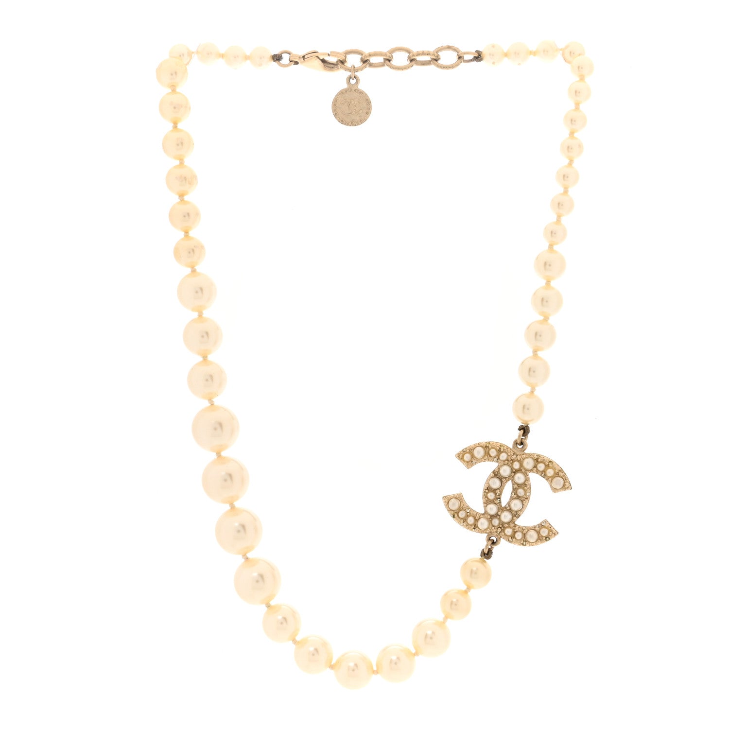 Chanel Pearl CC 100th Anniversary Necklace Light Gold 3 of 5