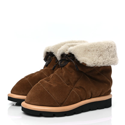 Louis Vuitton Suede Shearling Quilted Flat Ankle Boot 36 Beige 3 of 8