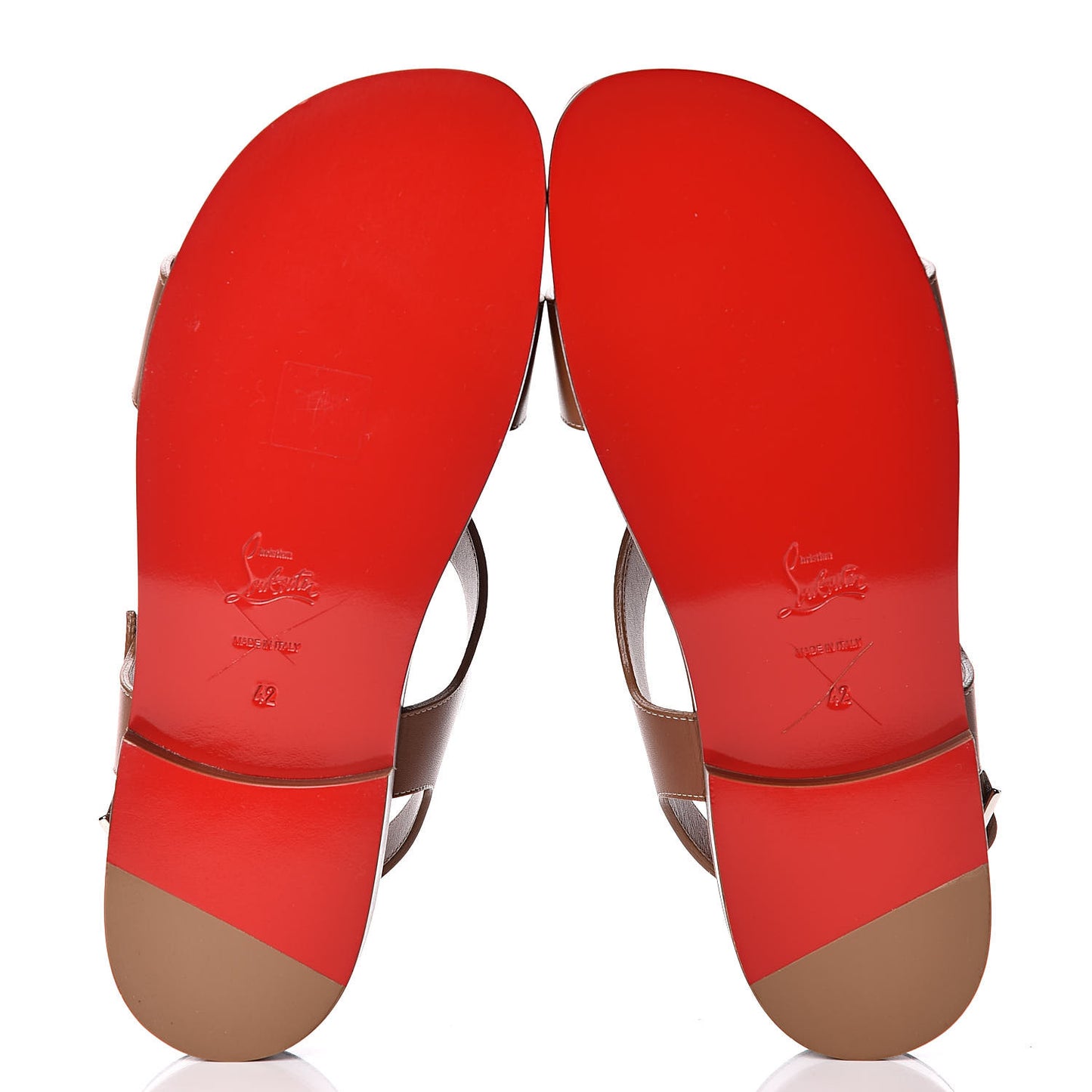 Calfskin Don Giovanni Flat Sandals 42 Cognac