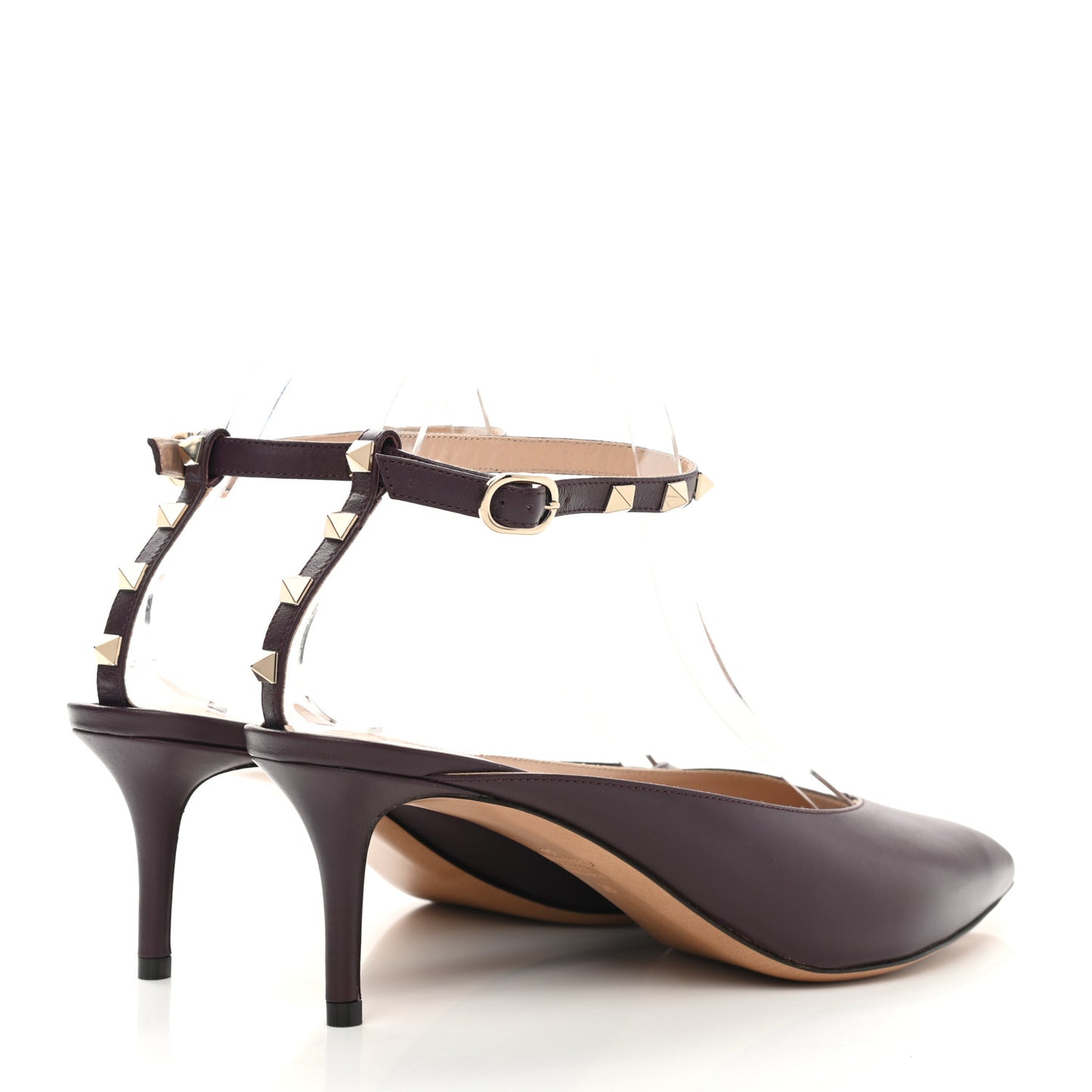 Nappa Rockstud Ankle Strap Low Heel Pumps 39 Rubin