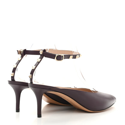 Valentino Garavani Nappa Rockstud Ankle Strap Low Heel Pumps 39 Rubin 4 of 7