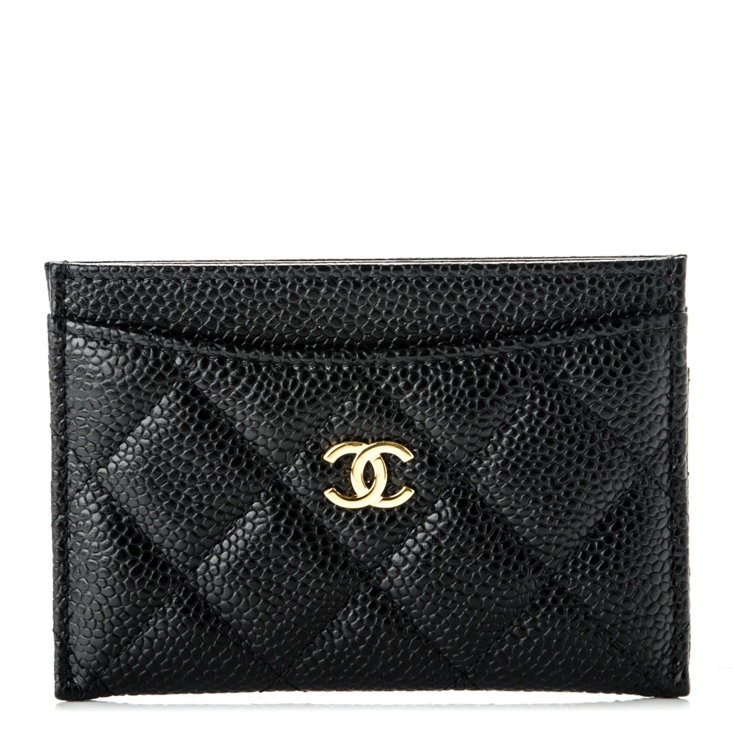 Caviar Quilted Card Holder Black