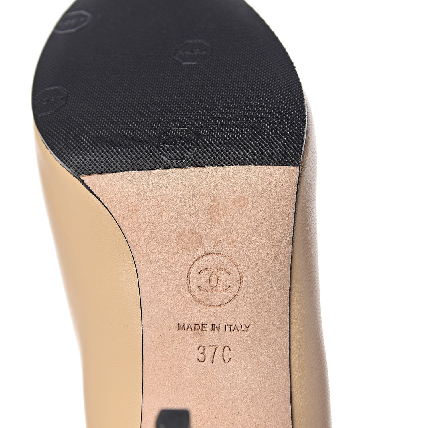 Chanel Lambskin Cap Toe CC Pumps 37 Beige Black 9 of 13
