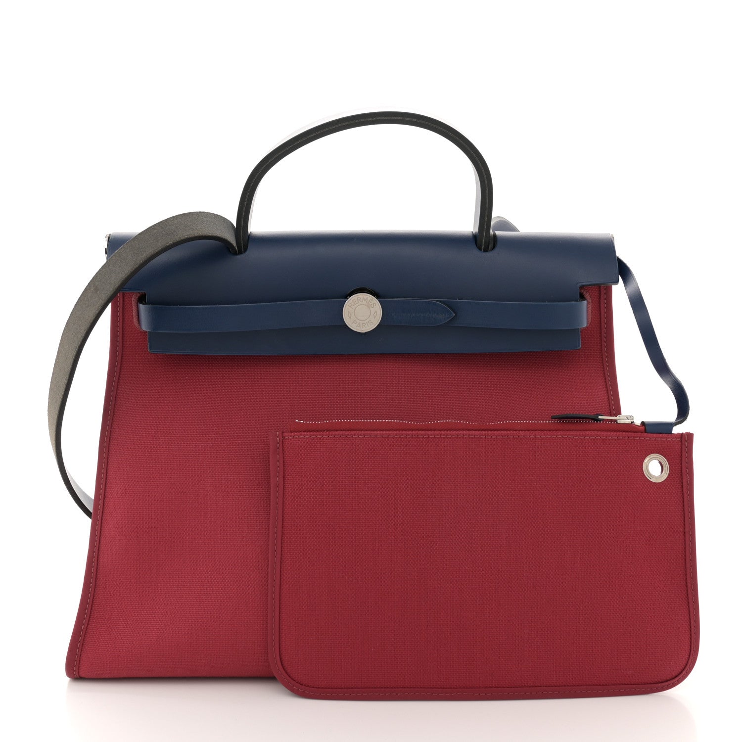 Hermes Military Toile Vache Hunter Herbag Zip 31 PM Rouge Grenat Bleu Saphir 3 of 17