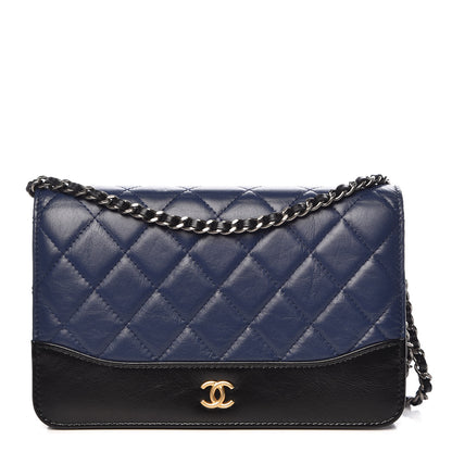 Chanel Aged Calfskin Quilted Gabrielle Wallet On Chain WOC Navy Black 1 of 14