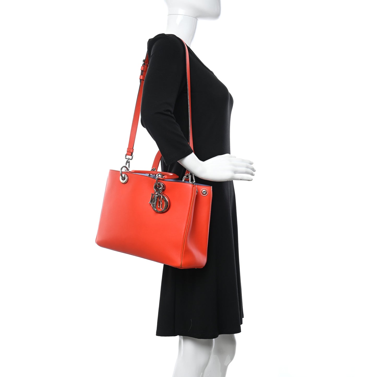 Smooth Calfskin Medium Diorissimo Tote Orange Light Blue