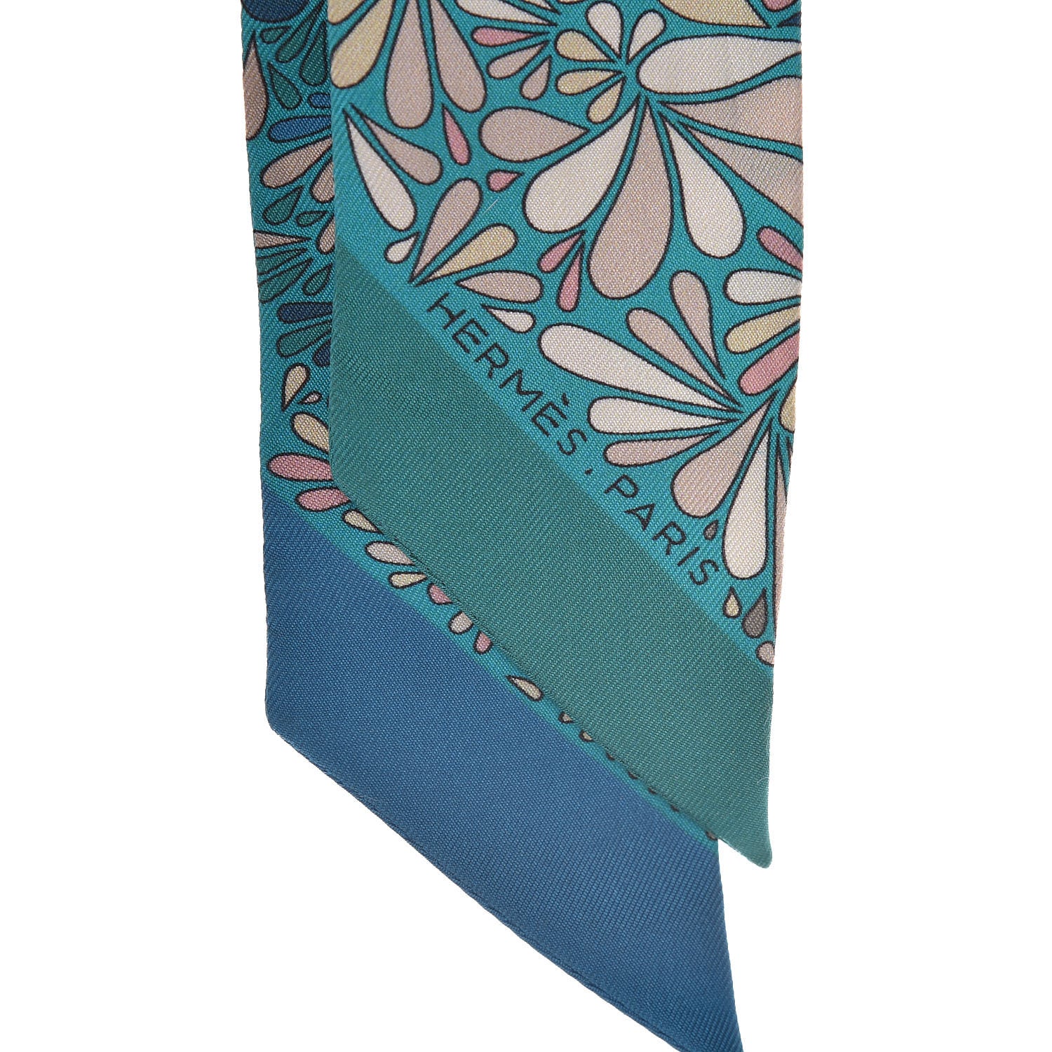 Hermes Silk Millefleurs du Mexique Twilly Canard Marine Rose Poudre 3 of 5
