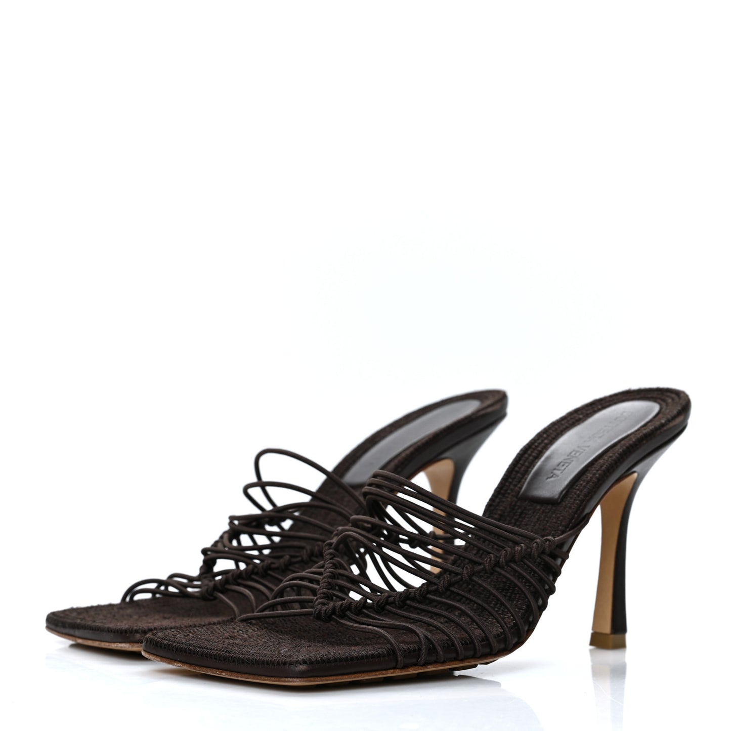 Raffia Elasticized Stretch Mule Sandals 38.5 Bitter Chocolate