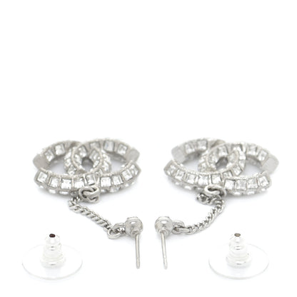 Chanel Baguette Crystal CC Drop Earrings Silver 3 of 5
