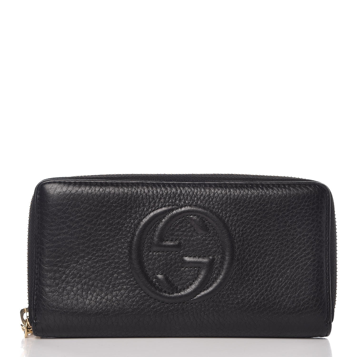 Gucci Pebbled Calfskin Soho Zip Around Wallet Black 1 of 8