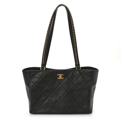 Chanel Calfskin Quilted Chain Shopping Tote Black 1 of 11