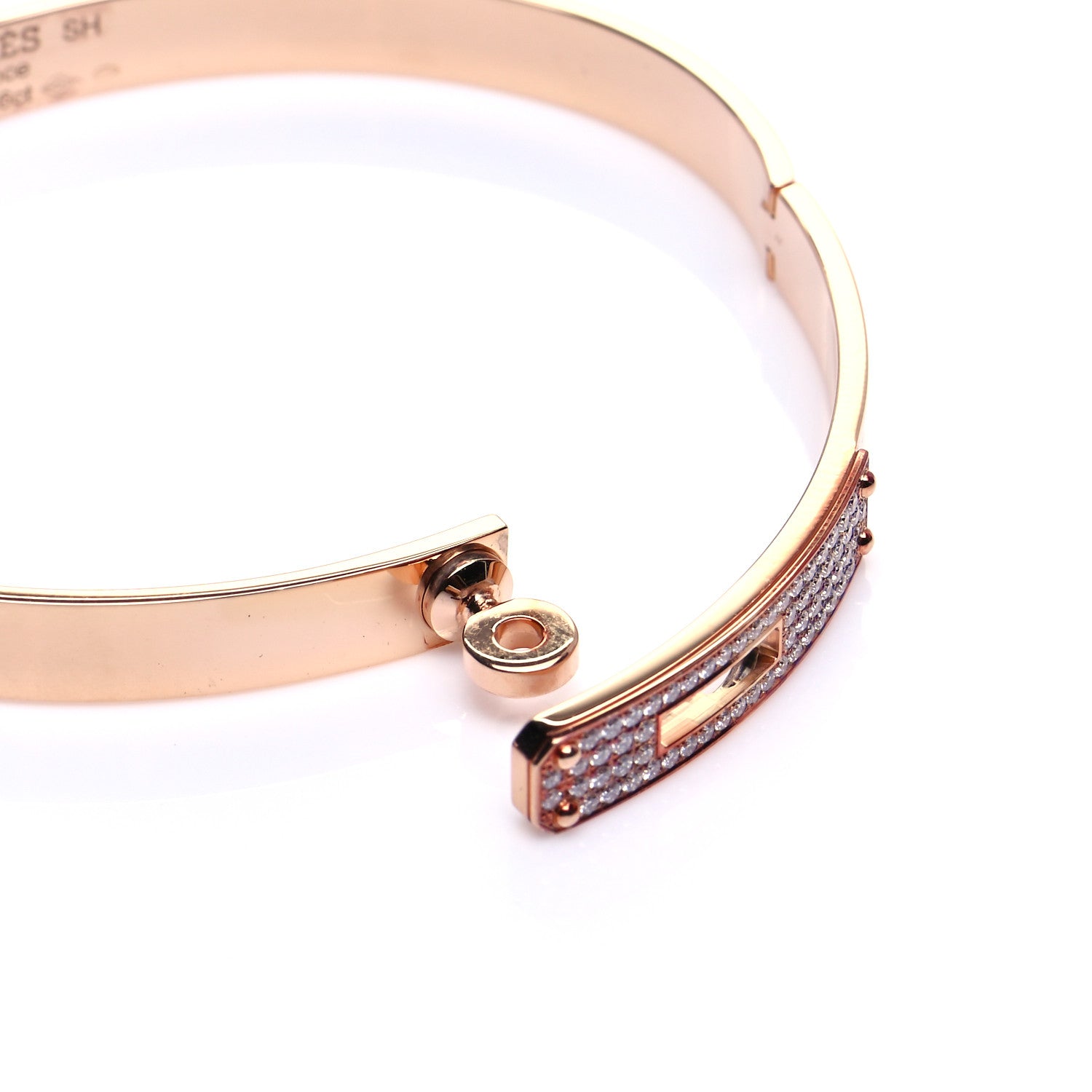 Hermes 18K Rose Gold Diamond PM Kelly Pave Bracelet SH 5 of 7