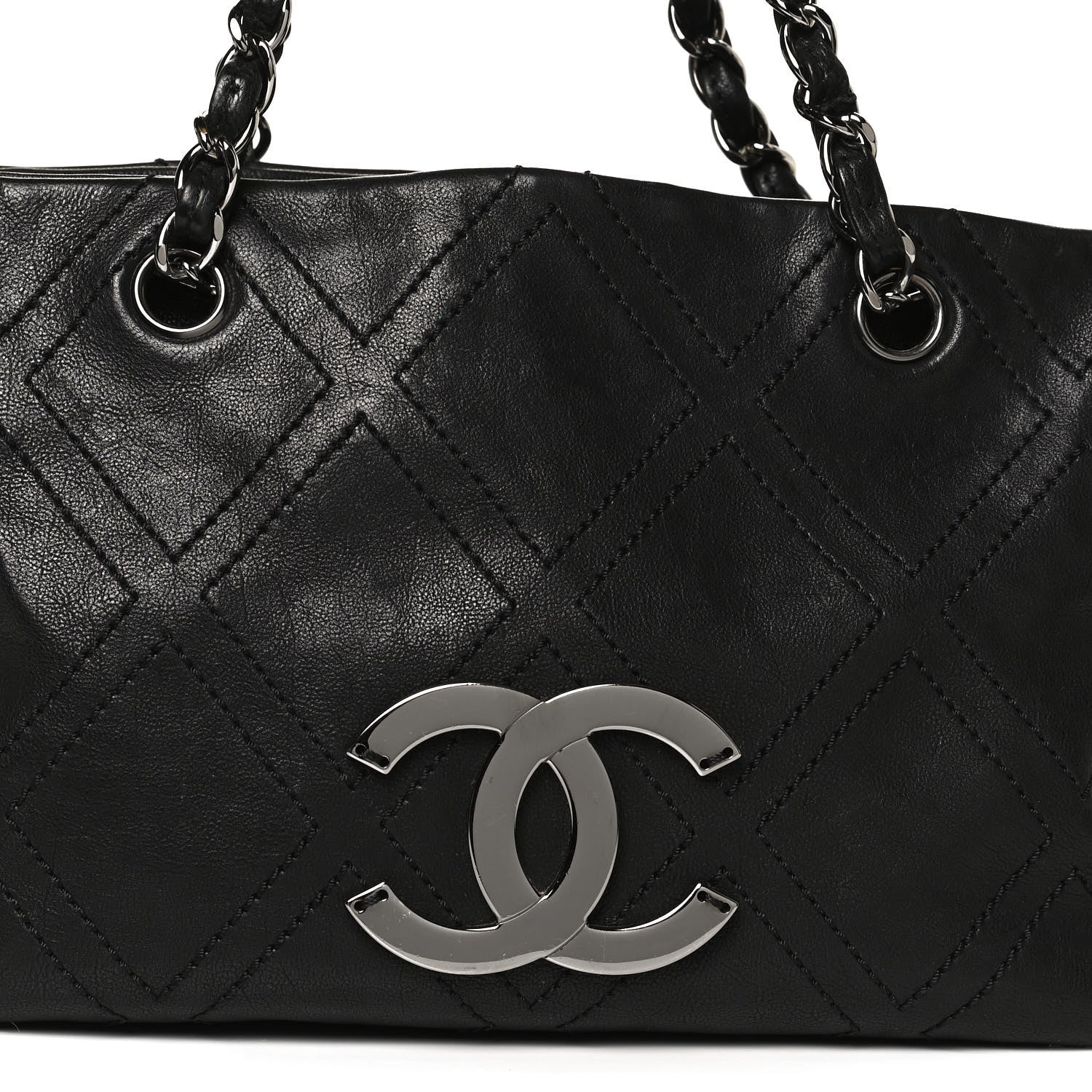Chanel Calfskin Small Diamond Stitch Tote Black 8 of 10