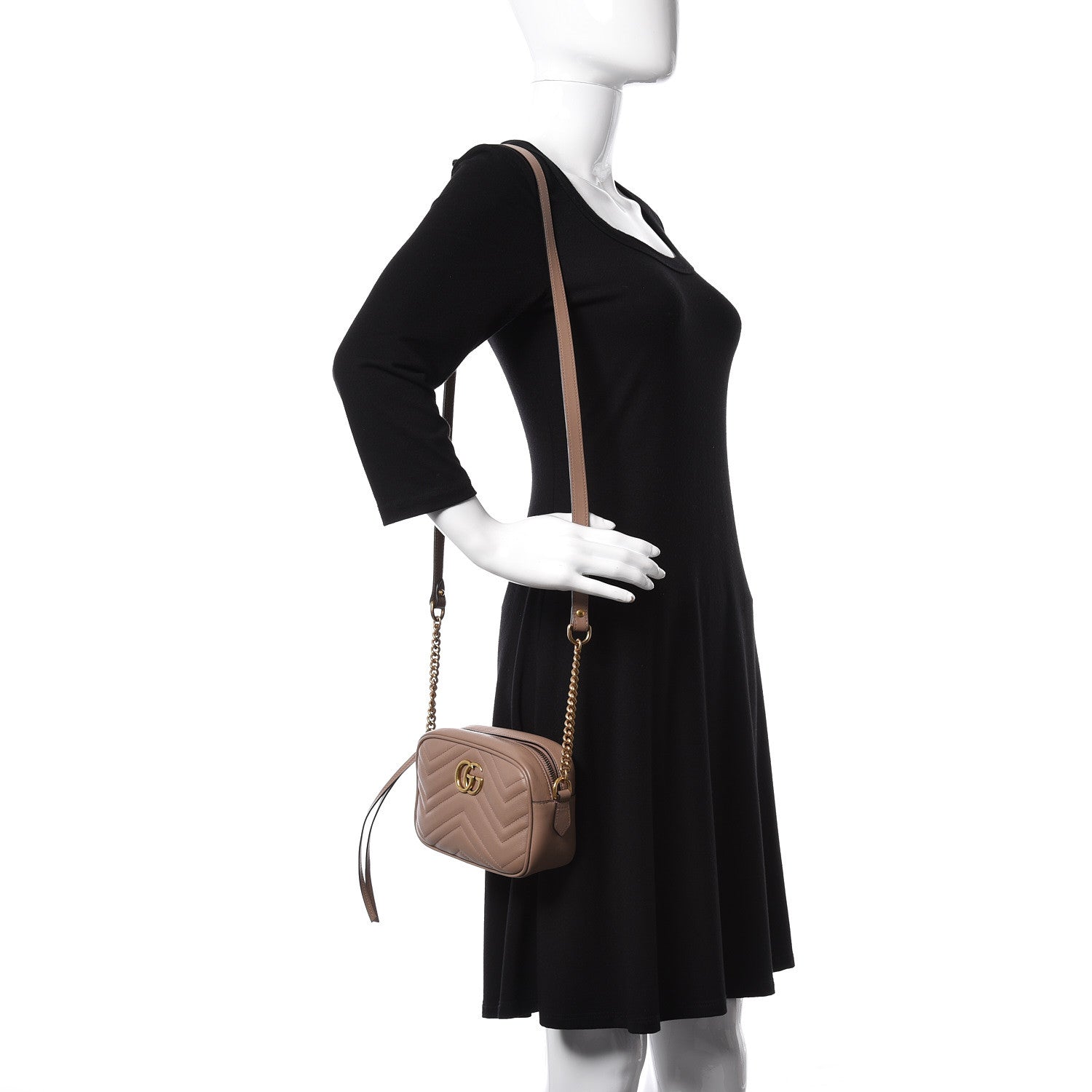 Gucci Calfskin Matelasse Mini GG Marmont Chain Shoulder Bag Porcelain Rose 2 of 9