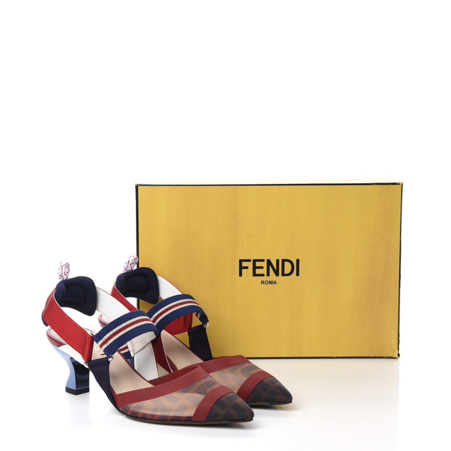 Technical Mesh FF Colibri 55mm Slingback Pumps 38 Tobacco Moro Zaffiro Ciliegia Rosso