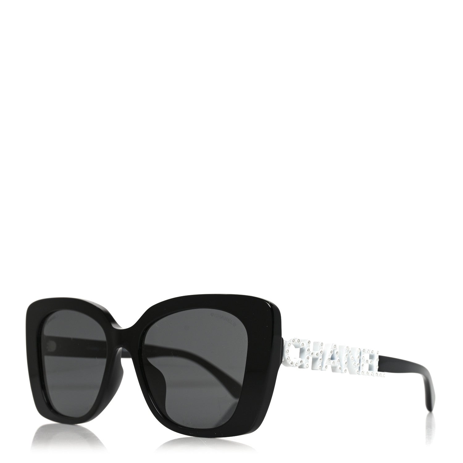 Chanel Acetate Strass Square Sunglasses 5422-B-A Black White 1 of 7