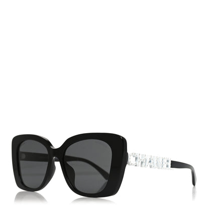 Chanel Acetate Strass Square Sunglasses 5422-B-A Black White 1 of 7