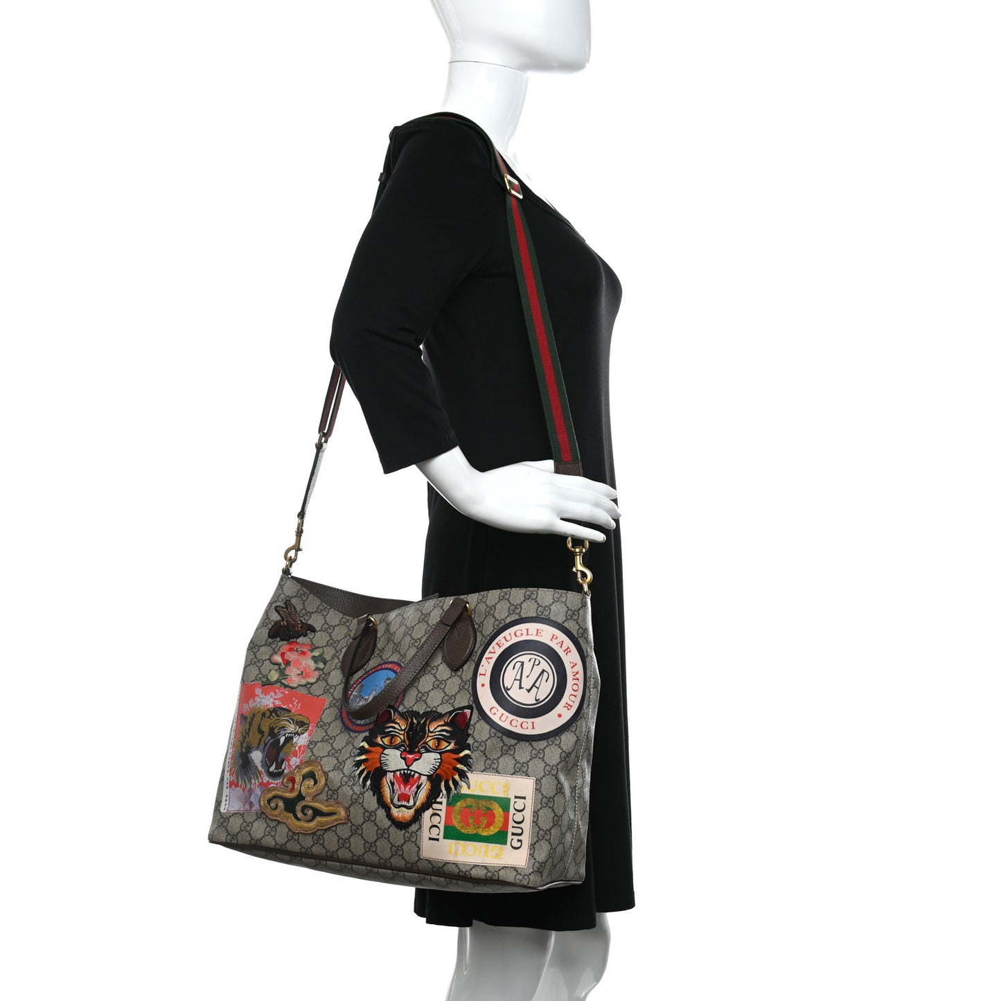 Soft GG Supreme Monogram Courrier Medium Crossbody Tote Beige New Acero