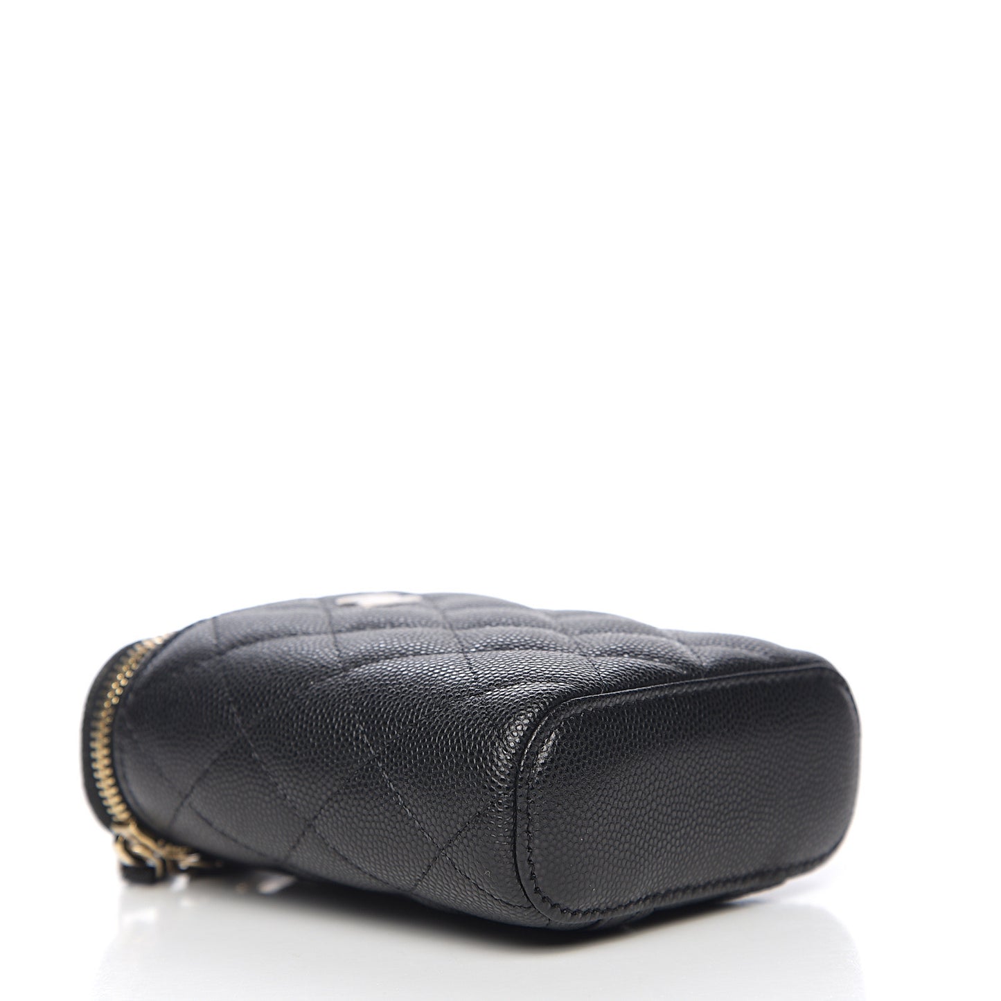 Caviar Quilted Small Vertical Coco Beauty Vanity Case With Chain Black