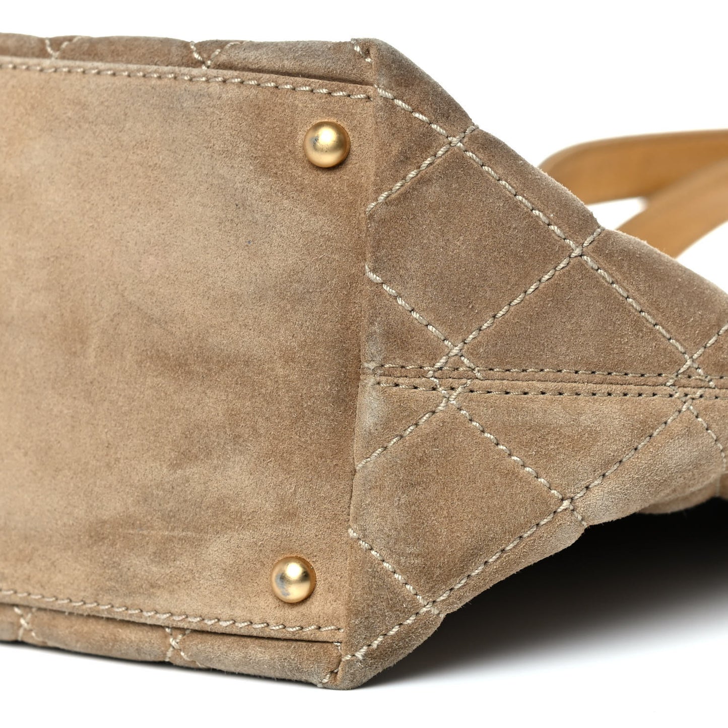 Suede Quilted Shopping Tote Beige