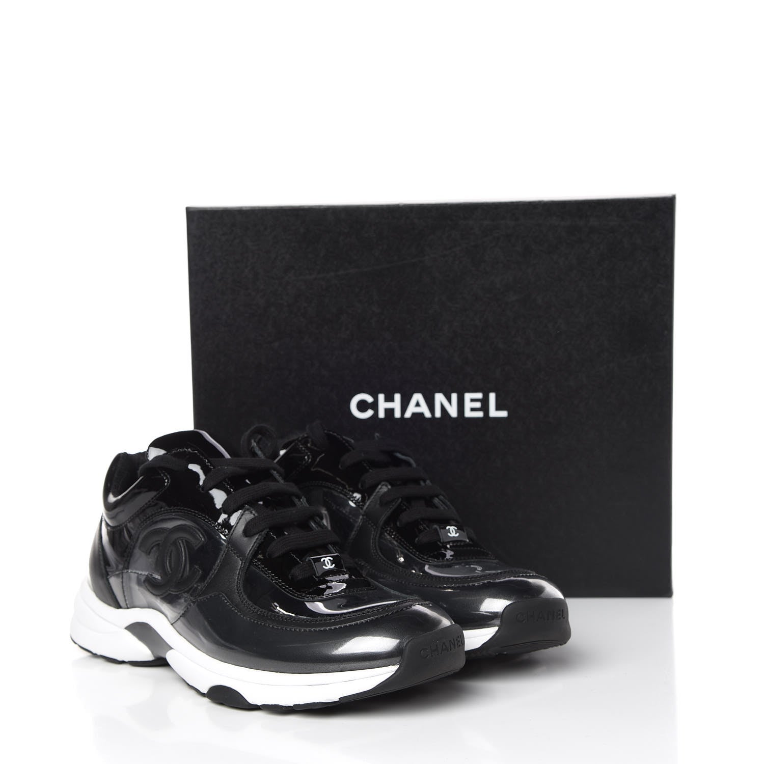 Chanel Patent PVC Womens CC Sneakers 40 Transparent Black 9 of 9