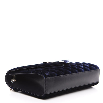 Saint Laurent Velvet Matelasse Chevron Medium Triquilt Monogram Satchel Navy 3 of 9