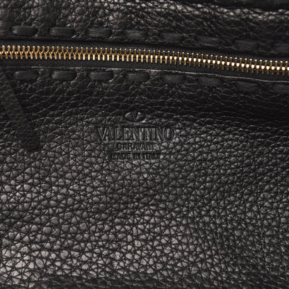Valentino Garavani Grained Calfskin C-Rockee Fringe Tote Black 6 of 8