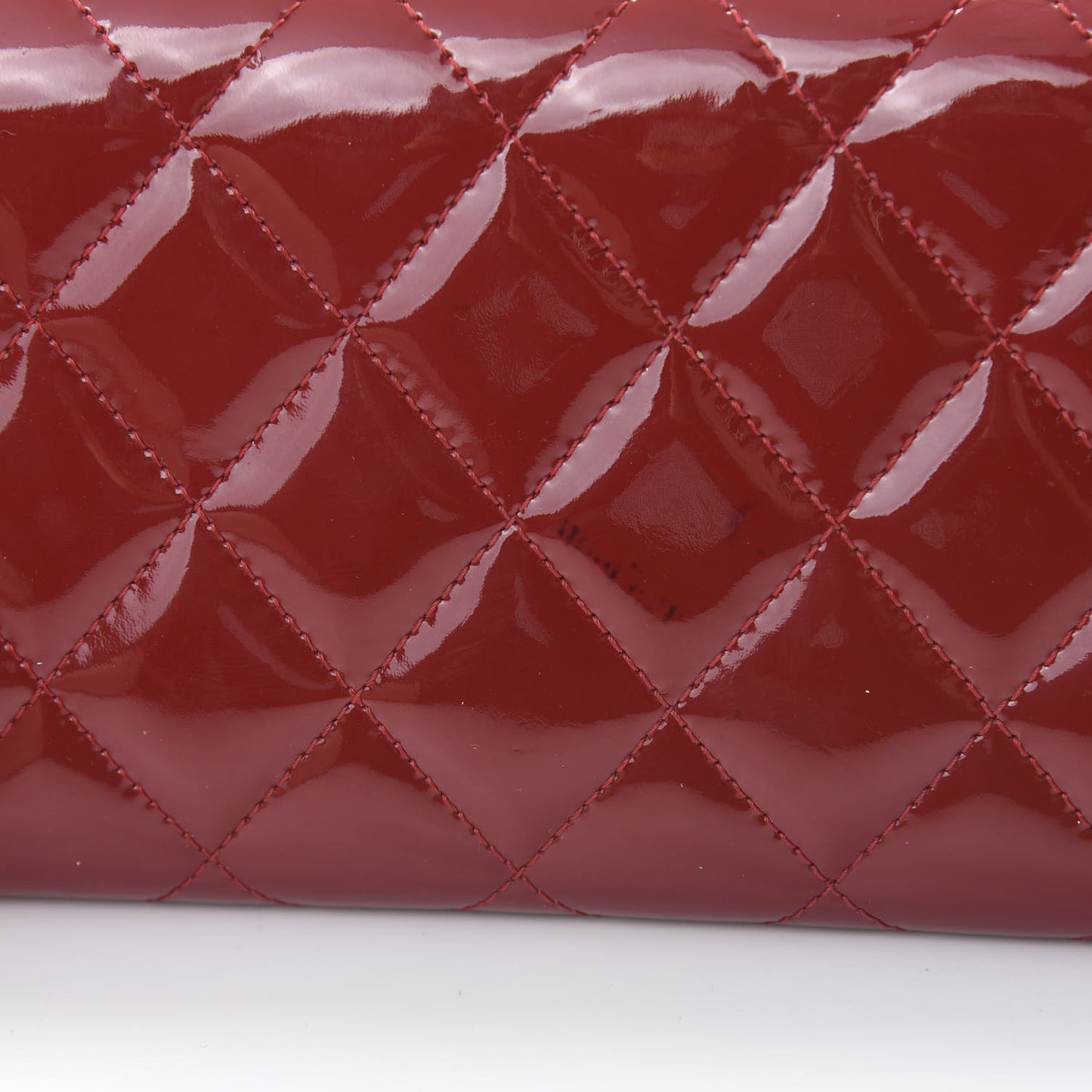 Patent Quilted Large Flap Wallet Rouge Fonce