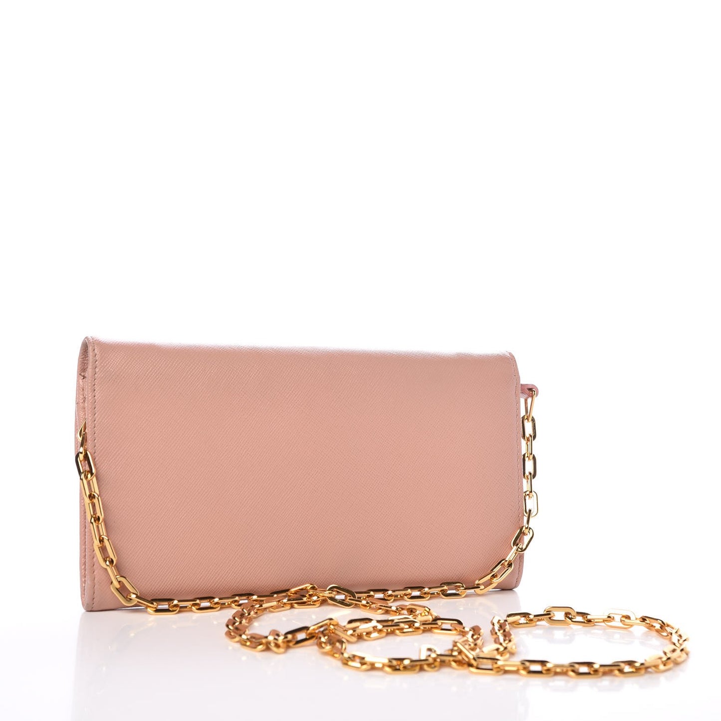 Saffiano Lux Detachable Chain Clutch Wallet Peonia