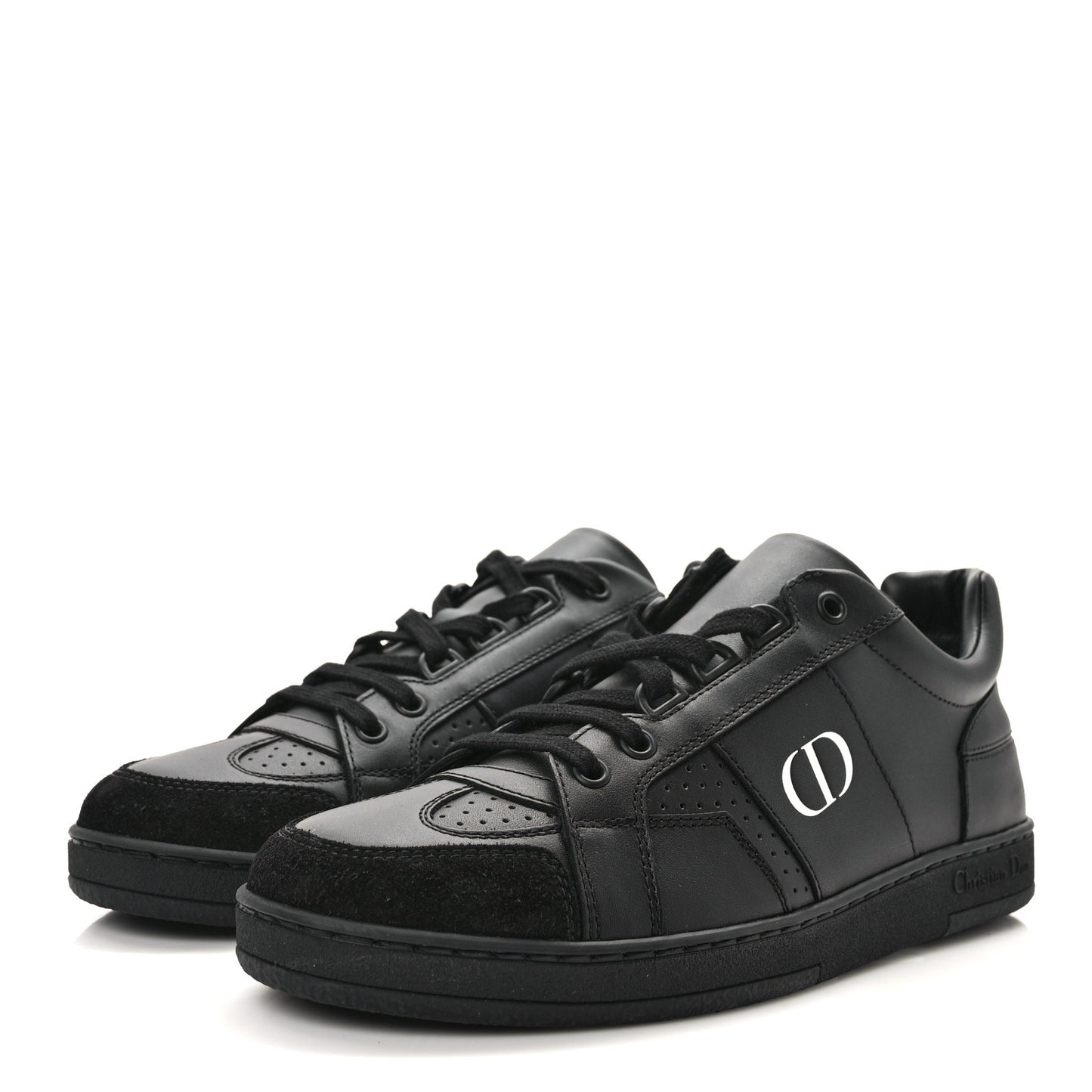 Calfskin Suede Logo Sneakers 36 Black