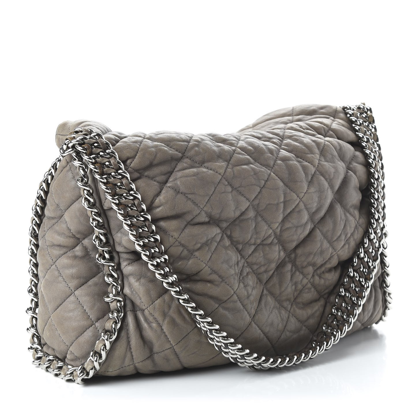 Washed Lambskin Chain Around Hobo Taupe