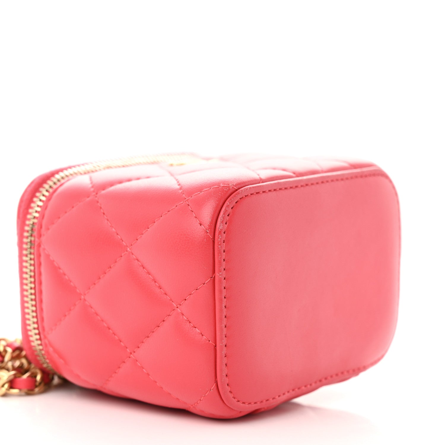 Chanel Lambskin Quilted Pearl Crush Mini Vanity Case With Chain Dark Pink 9 of 12