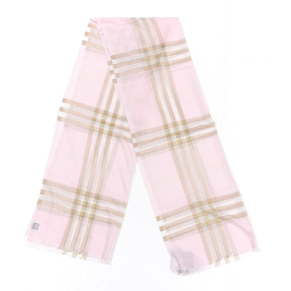 Burberry Wool Silk Giant Check Lightweight Scarf Alabaster Pink 2 of 4