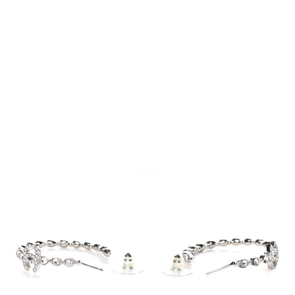 Chanel Metal Crystal CC Hoop Earrings Silver 3 of 4