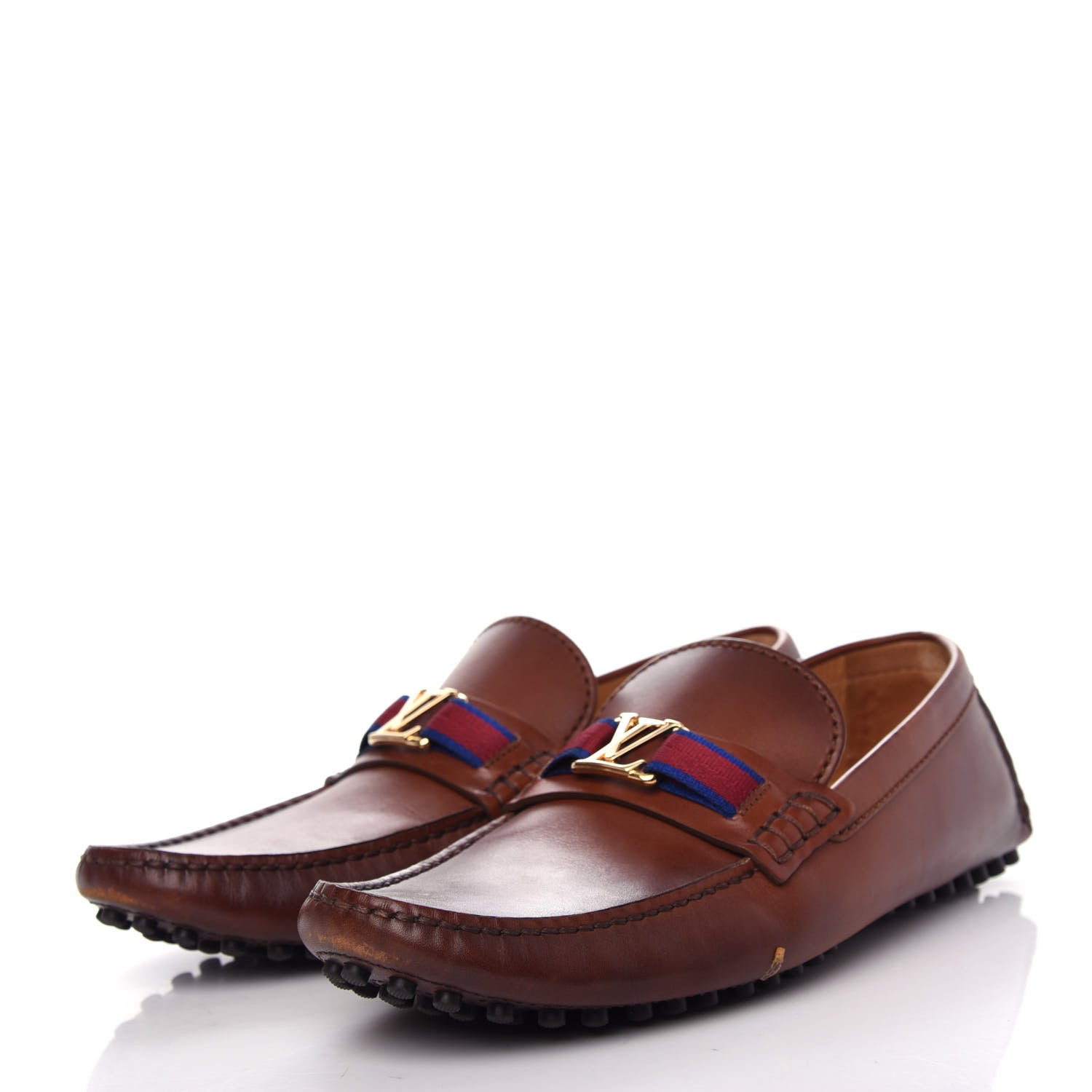 Louis Vuitton Smooth Calfskin Hockenheim Moccasin Loafers 8 Brown 3 of 10