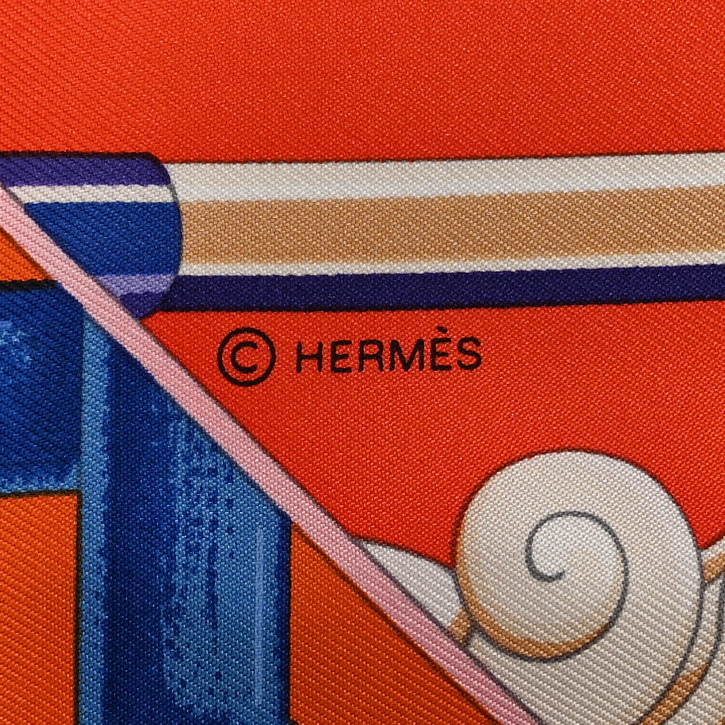 Silk Cannes Et Cannes Scarf 90 Orange Bleu Voire