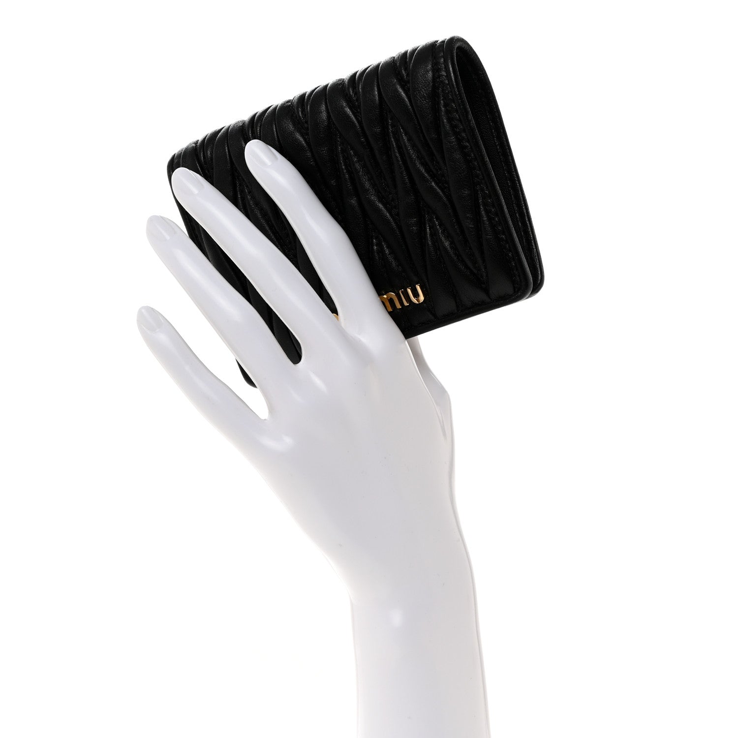 Miu Miu Nappa Matelasse Bi-Fold Compact Wallet Black 2 of 7