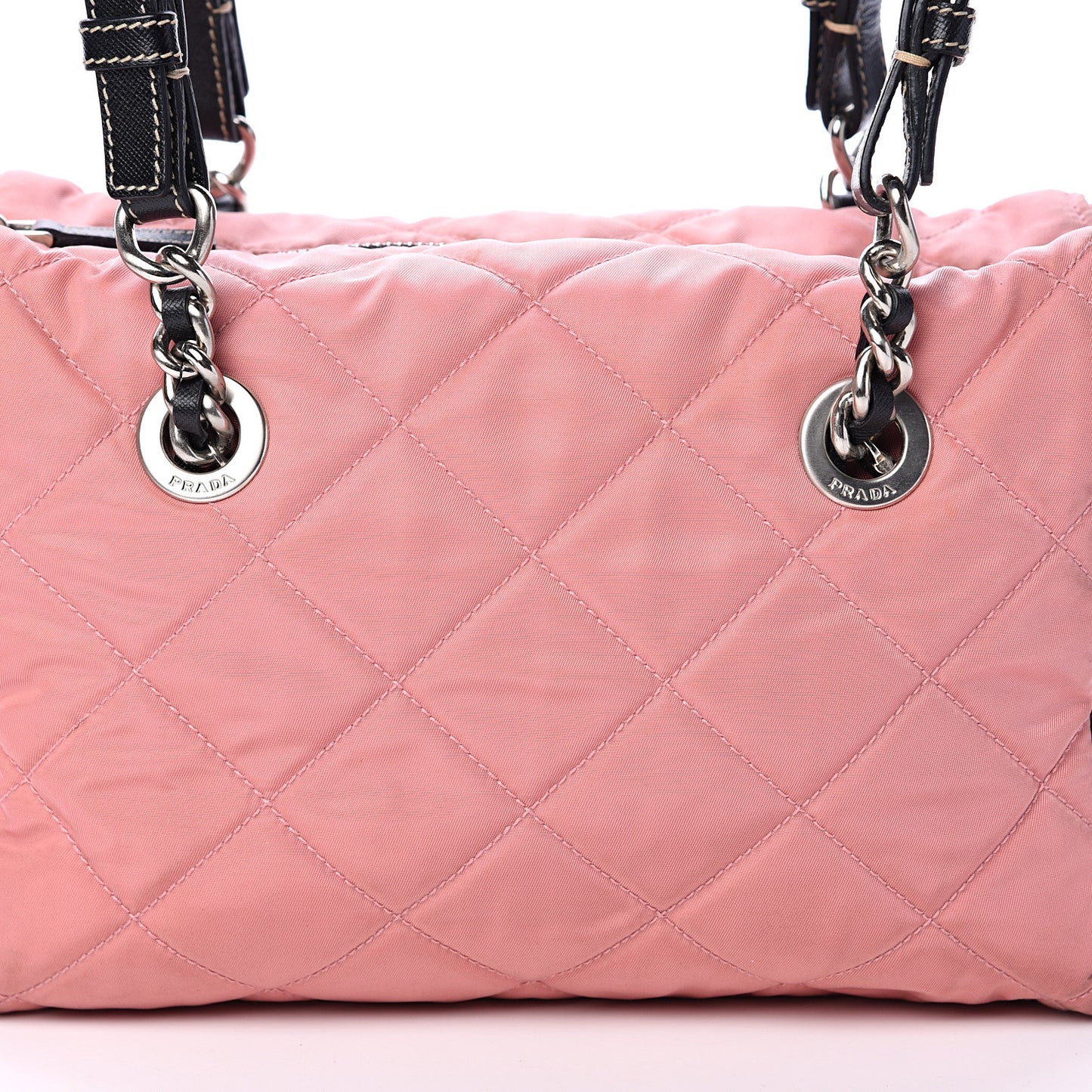 Tessuto Nylon Quilted Shoulder Bag Rosa Black